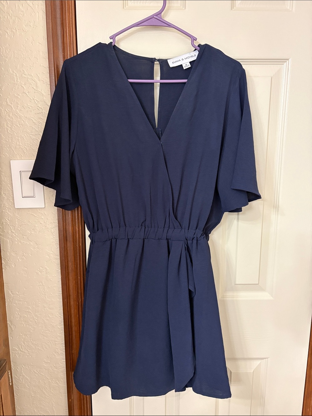 Emma & Michele Navy Wrap-Style Romper
